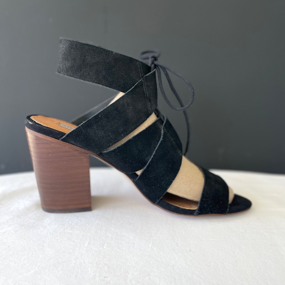 STEVE MADDEN Ziana Shoes Black Suede Block Heel Sandals EXC Sz 8M - Picture 6 of 13